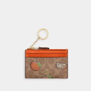 Coach Citrus Print Card Holder with Keychain